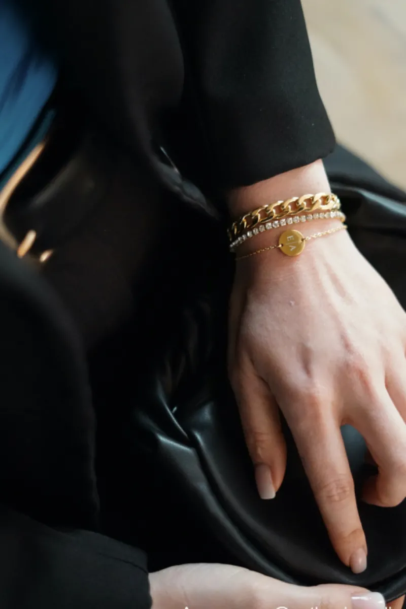 Finaste Gepersonaliseerde Armband Twee Initialen Goud Kleurig Sale