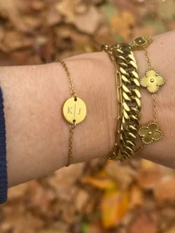 Finaste Gepersonaliseerde Armband Twee Initialen Goud Kleurig Sale