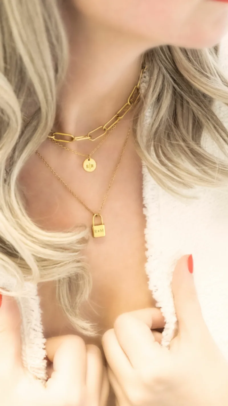 Finaste Gepersonaliseerde Ketting Twee Initialen Goud Kleurig Best