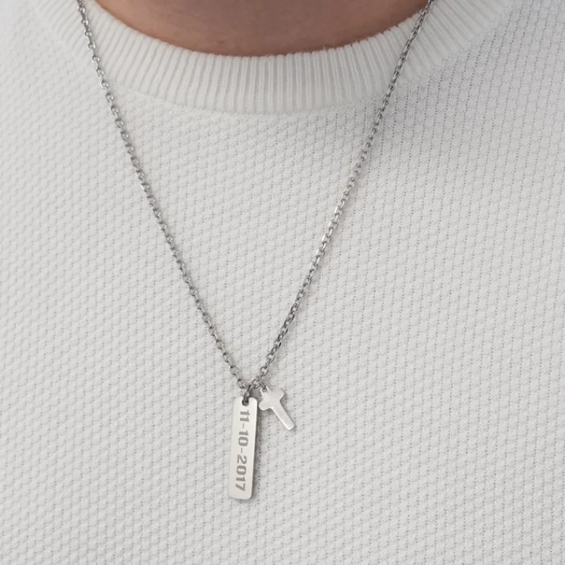 Finaste Gepersonaliseerde ketting voor hem kruisje Clearance