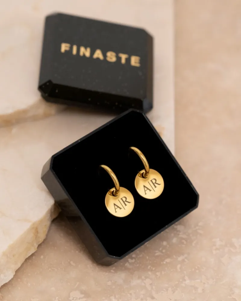 Finaste Gepersonaliseerde Oorbellen Twee Initialen Goud kleurig Sale