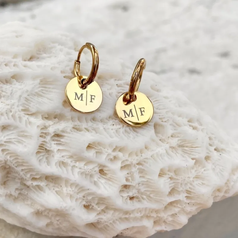 Finaste Gepersonaliseerde Oorbellen Twee Initialen Goud kleurig Sale