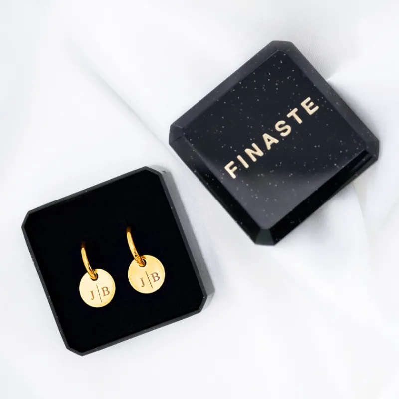 Finaste Gepersonaliseerde Oorbellen Twee Initialen Goud kleurig Sale