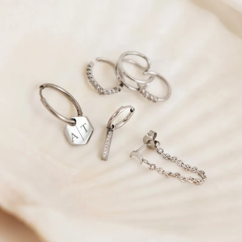 Finaste Gepersonaliseerde oorringetjes hexagon hanger Hot