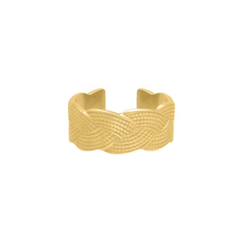 Finaste Gevlochten ring verstelbaar goudkleurig Fashion