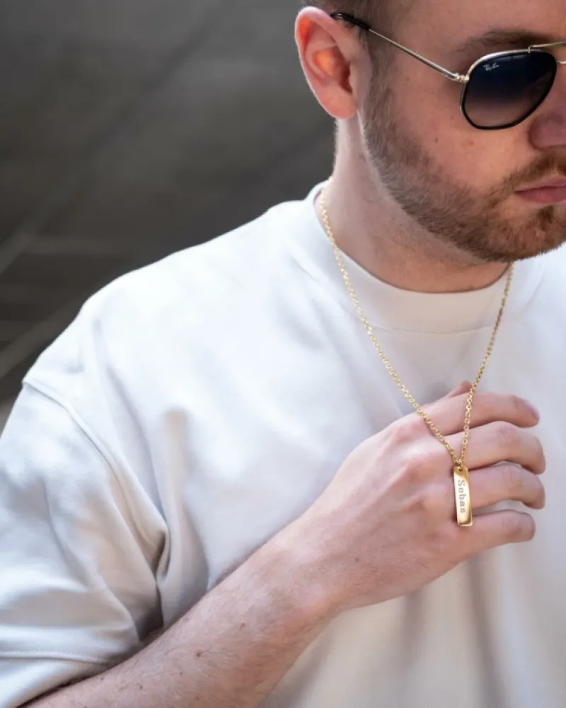 Finaste Goud kleurige ketting heren met tekst Outlet