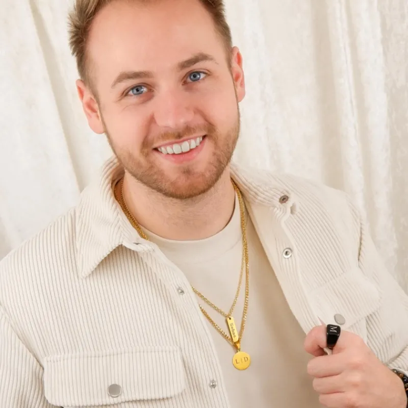 Finaste Goud kleurige ketting heren met tekst Outlet