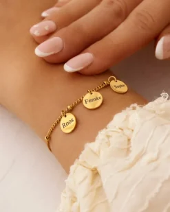 Finaste Graveerbare armband 3 muntjes goud kleurig Clearance