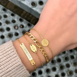 Finaste Graveerbare Armband Bar Goud Kleurig Clearance