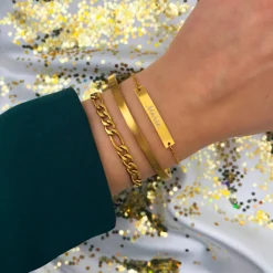Finaste Graveerbare Armband Bar Goud Kleurig Clearance