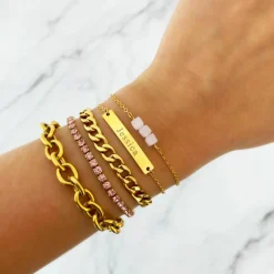 Finaste Graveerbare Armband Bar Goud Kleurig Clearance
