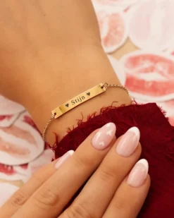 Finaste Graveerbare Armband Bar Goud Kleurig Clearance