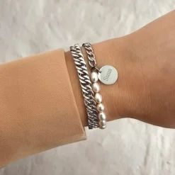 Finaste Graveerbare Armband Chain & Pearl Discount