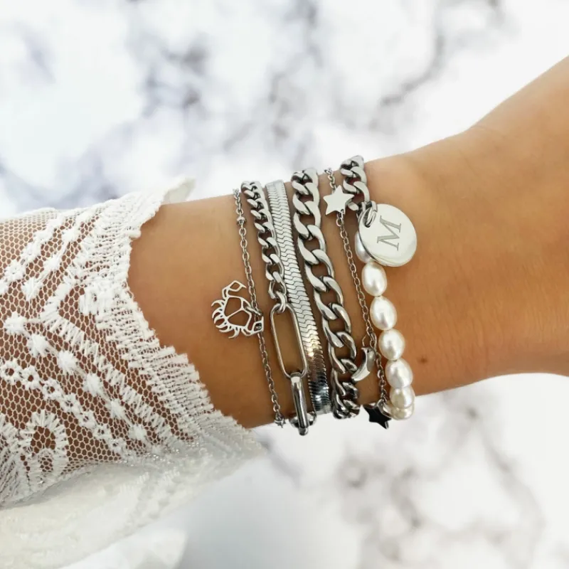 Finaste Graveerbare Armband Chain & Pearl Discount