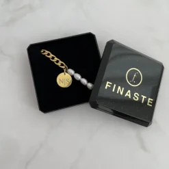 Finaste Graveerbare Armband Chain & Pearl kleur goud Hot