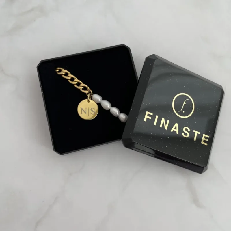 Finaste Graveerbare Armband Chain & Pearl kleur goud Hot