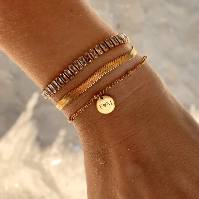 Finaste Graveerbare Armband Met Muntje Goudkleurig Clearance