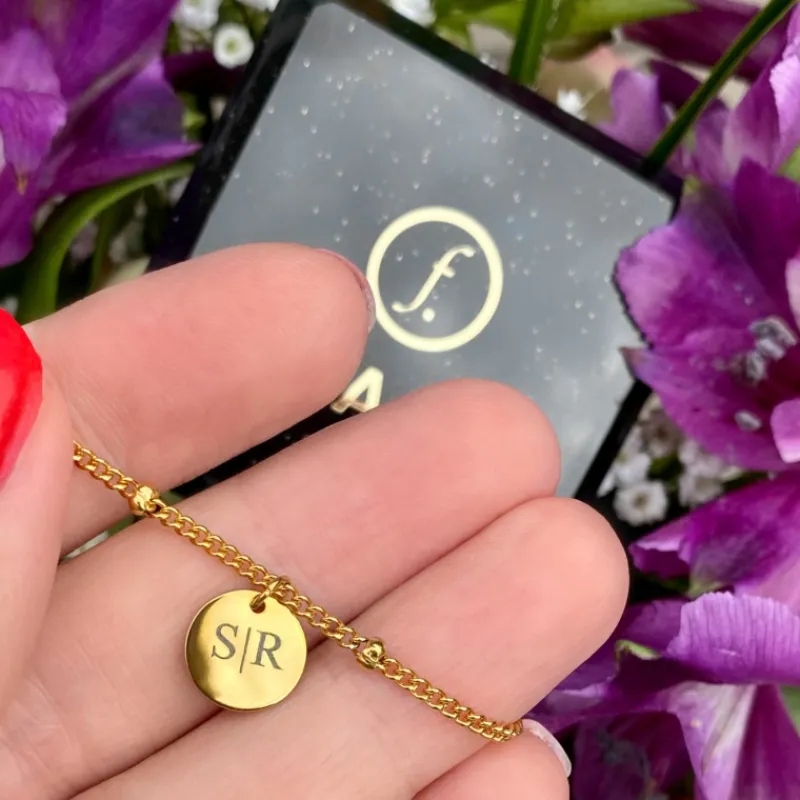Finaste Graveerbare Armband Met Muntje Goudkleurig Clearance
