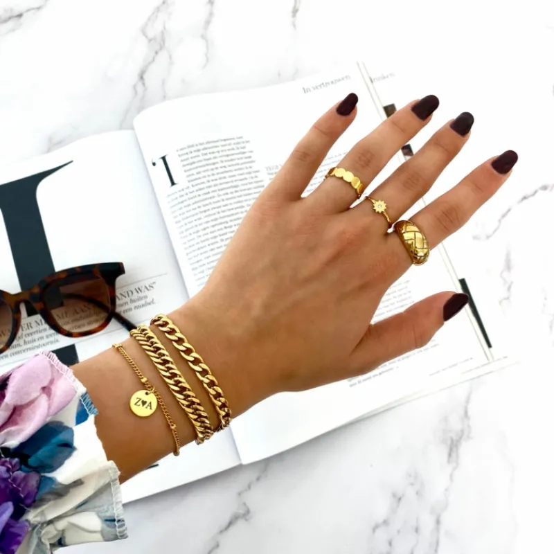 Finaste Graveerbare Armband Met Muntje Goudkleurig Clearance