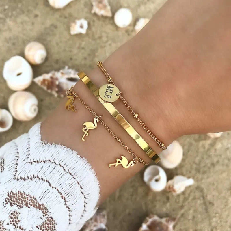 Finaste Graveerbare Armband Met Muntje Goudkleurig Clearance