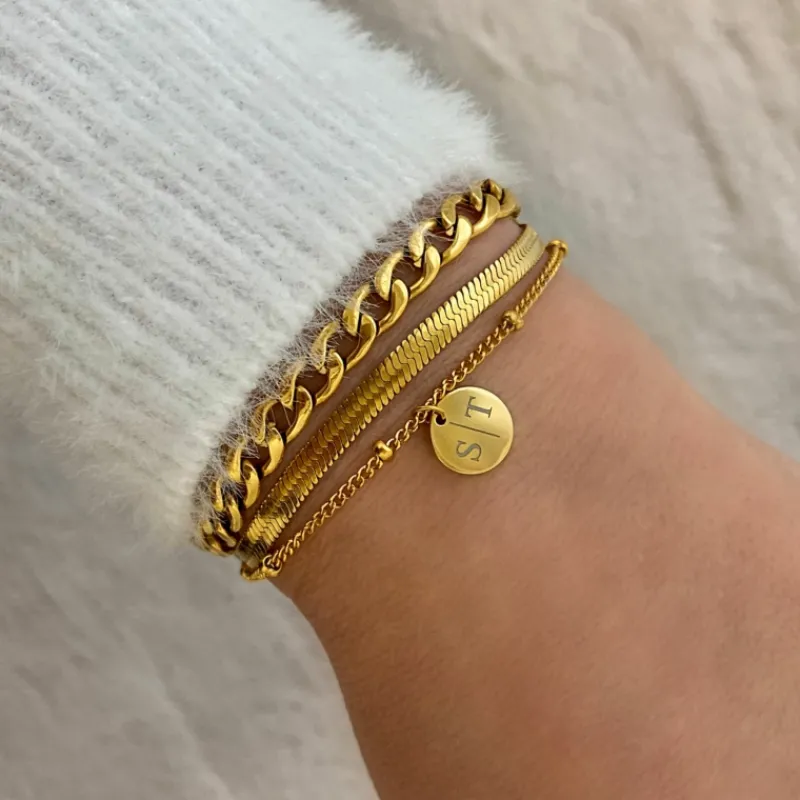 Finaste Graveerbare Armband Met Muntje Goudkleurig Clearance