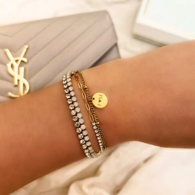 Finaste Graveerbare Armband Met Muntje Goudkleurig Clearance