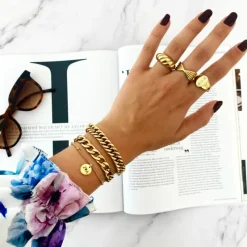 Finaste Graveerbare Armband Met Muntje Goudkleurig Clearance