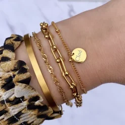 Finaste Graveerbare Armband Met Muntje Goudkleurig Clearance