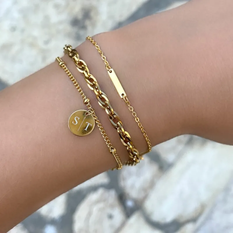 Finaste Graveerbare Armband Met Muntje Goudkleurig Clearance