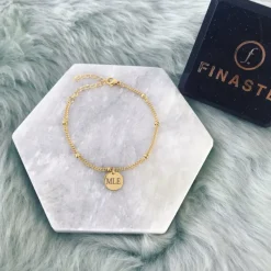 Finaste Graveerbare Armband Met Muntje Goudkleurig Clearance