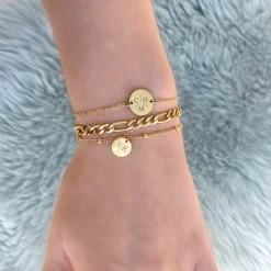 Finaste Graveerbare Armband Met Muntje Goudkleurig Clearance