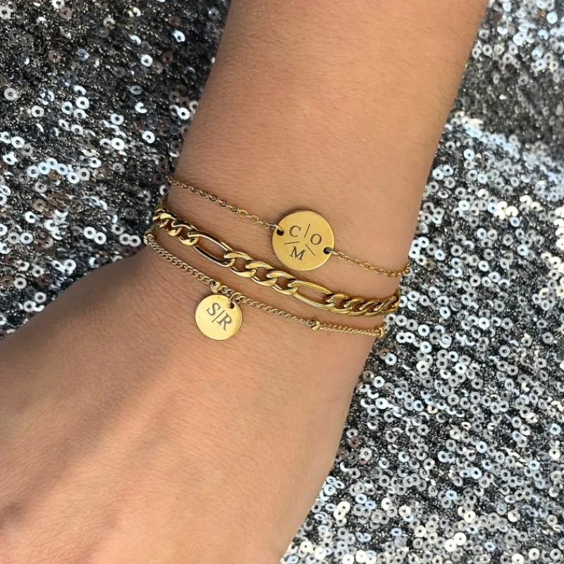 Finaste Graveerbare Armband Met Muntje Goudkleurig Clearance