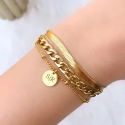 Finaste Graveerbare Armband Met Muntje Goudkleurig Clearance