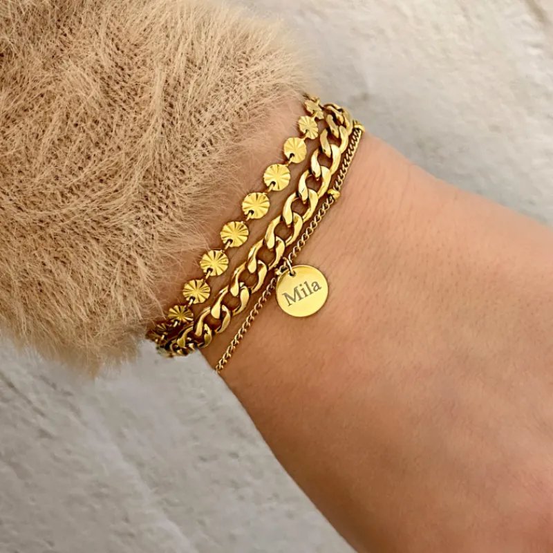 Finaste Graveerbare Armband Met Muntje Goudkleurig Clearance