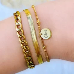 Finaste Graveerbare Armband Met Muntje Goudkleurig Clearance