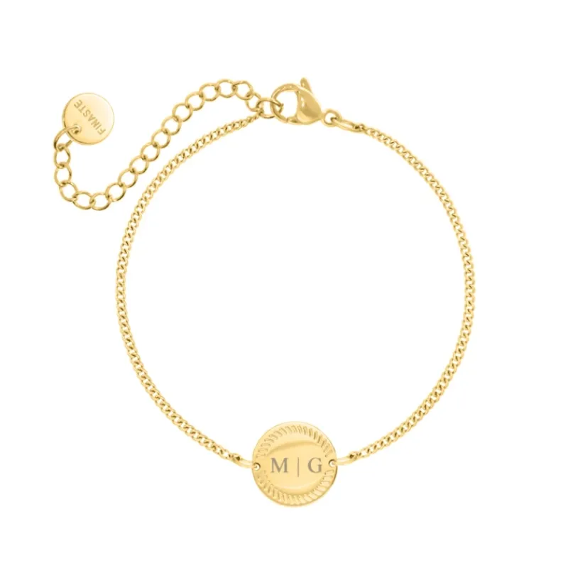 Finaste Graveerbare armband vintage coin goldplated Fashion
