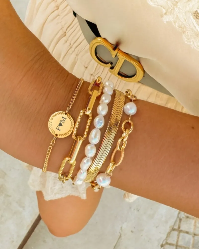Finaste Graveerbare armband vintage coin goldplated Fashion