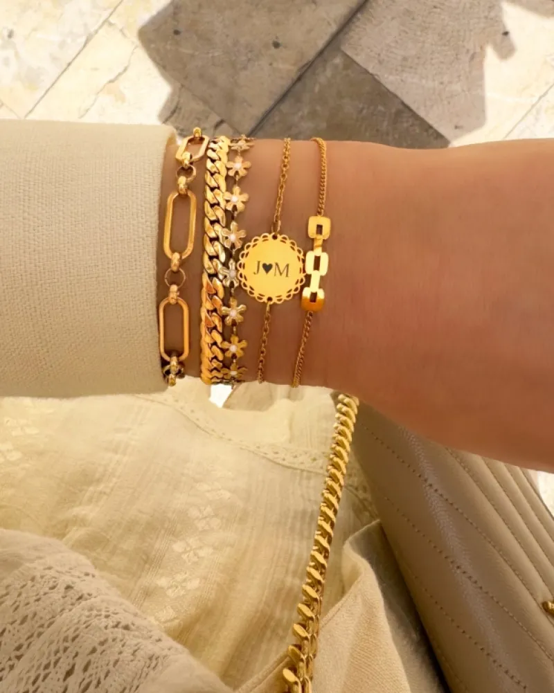 Finaste Graveerbare Armband Vintage Bedel Goudkleurig Clearance