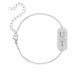 Finaste Graveerbare bar armband 2 letters Clearance