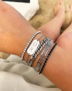 Finaste Graveerbare bar armband 2 letters Clearance