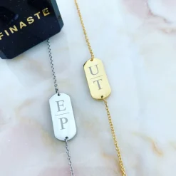Finaste Graveerbare bar armband 2 letters Clearance