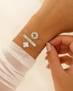 Finaste Graveerbare bar armband met steentjes Discount
