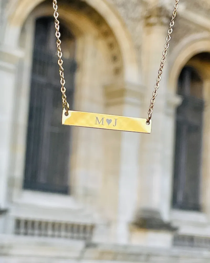Finaste Graveerbare Bar Ketting Goud Kleurig Best
