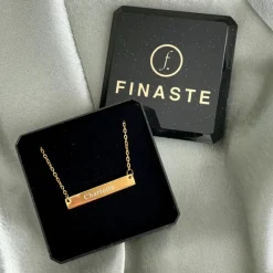 Finaste Graveerbare Bar Ketting Goud Kleurig Best
