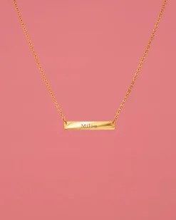 Finaste Graveerbare Bar Ketting Goud Kleurig Best