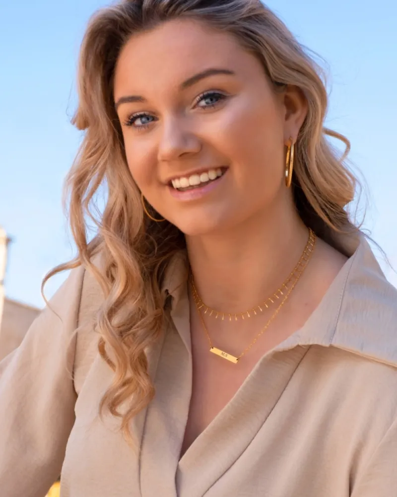 Finaste Graveerbare Bar Ketting Goud Kleurig Best