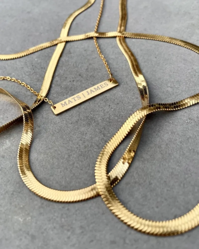 Finaste Graveerbare Bar Ketting Goud Kleurig Best