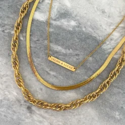 Finaste Graveerbare Bar Ketting Goud Kleurig Best