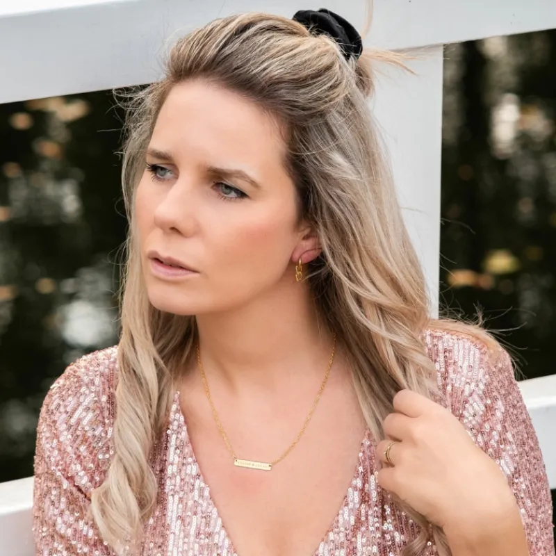 Finaste Graveerbare Bar Ketting Goud Kleurig Best