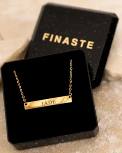 Finaste Graveerbare Bar Ketting Goud Kleurig Best